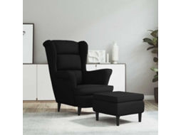 Vidaxl Poltrona De Descanso Com Banco Veludo Preto