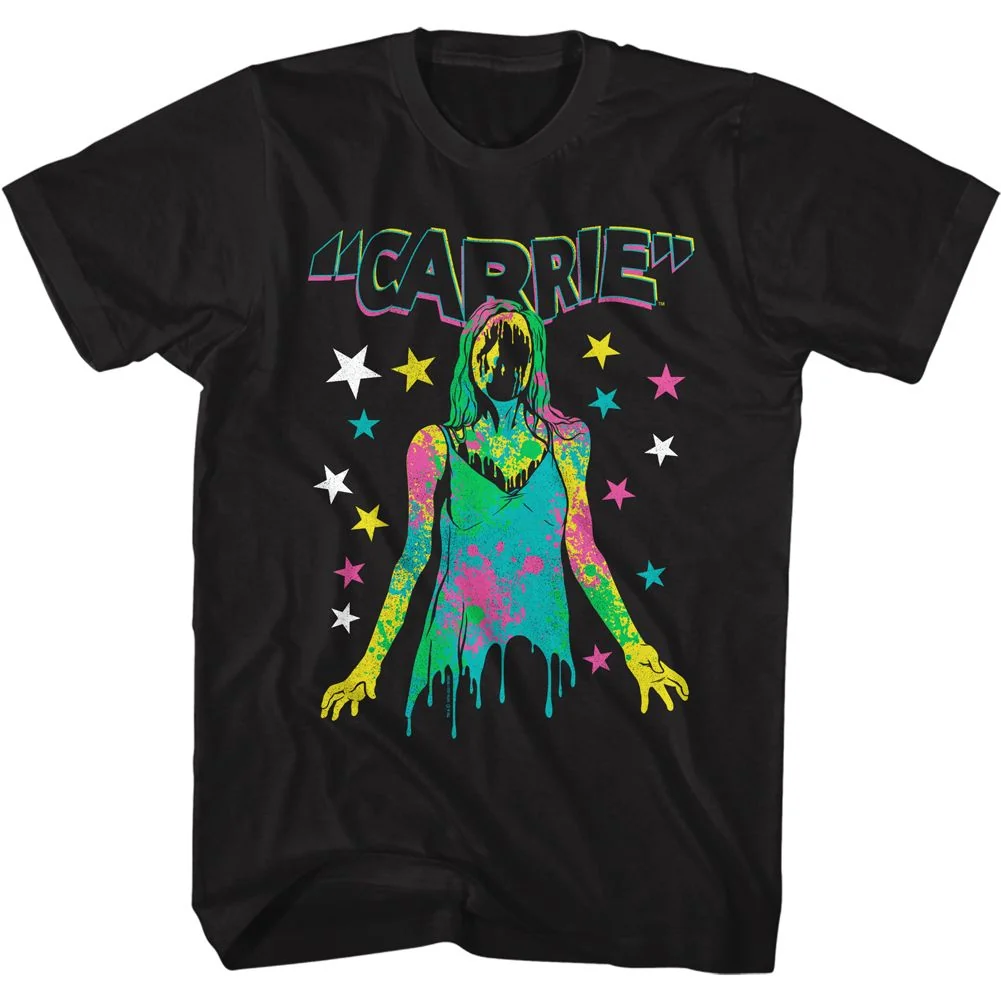 Rockinstone Carrie Color And Splatter Black Adult T-shirt Size:l
