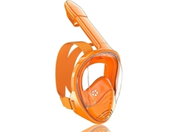 Máscara De Snorkel Facial Para Crianças, Visão Panorâmica 180°, Anti-fumacço E Anti-vazamento Com Suporte Para Câmera Laranja