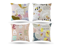 Laxiscreed Kit De 4 Capas De Almofada Em Linho 45x45cm Com Design De Um Lado