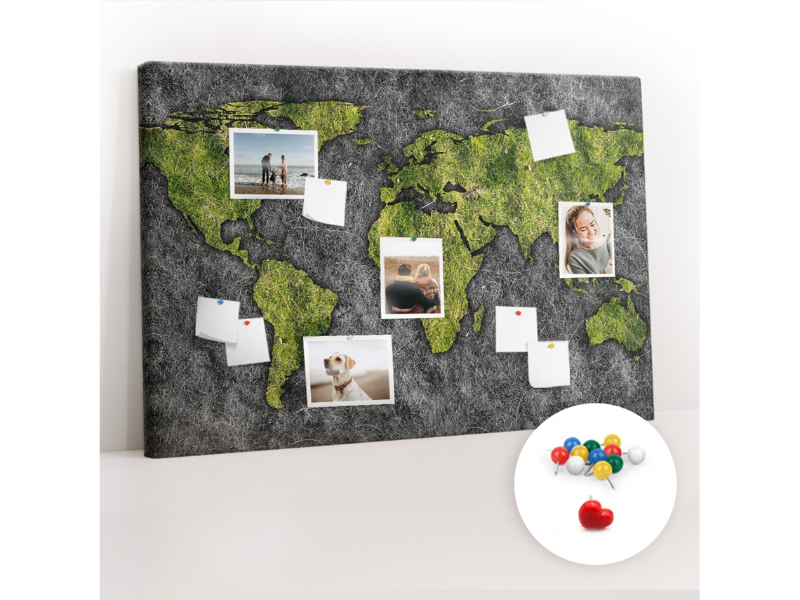 Quadro De Cortiça Com Impressão Mapa-múndi Para O Corredor Espelharte (120x80 Cm)