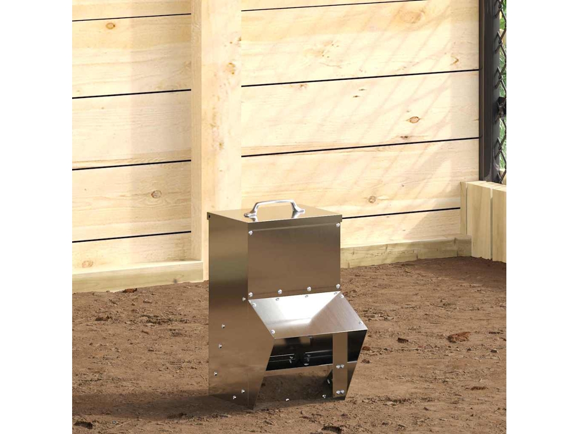 Vidaxl Comedouro Para Galinha Prateado 20 X 25 X 35 Cm Aço Galvanizado