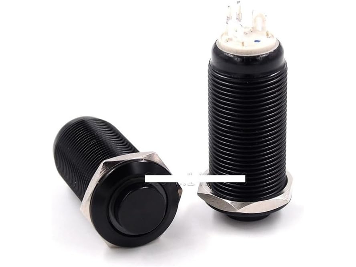 X Interruptor De Botão Pressão Circular Metal 12mm, 4 Pinos, Preto, À Prova D Água, Led Azul, Redondo, Com Abertura