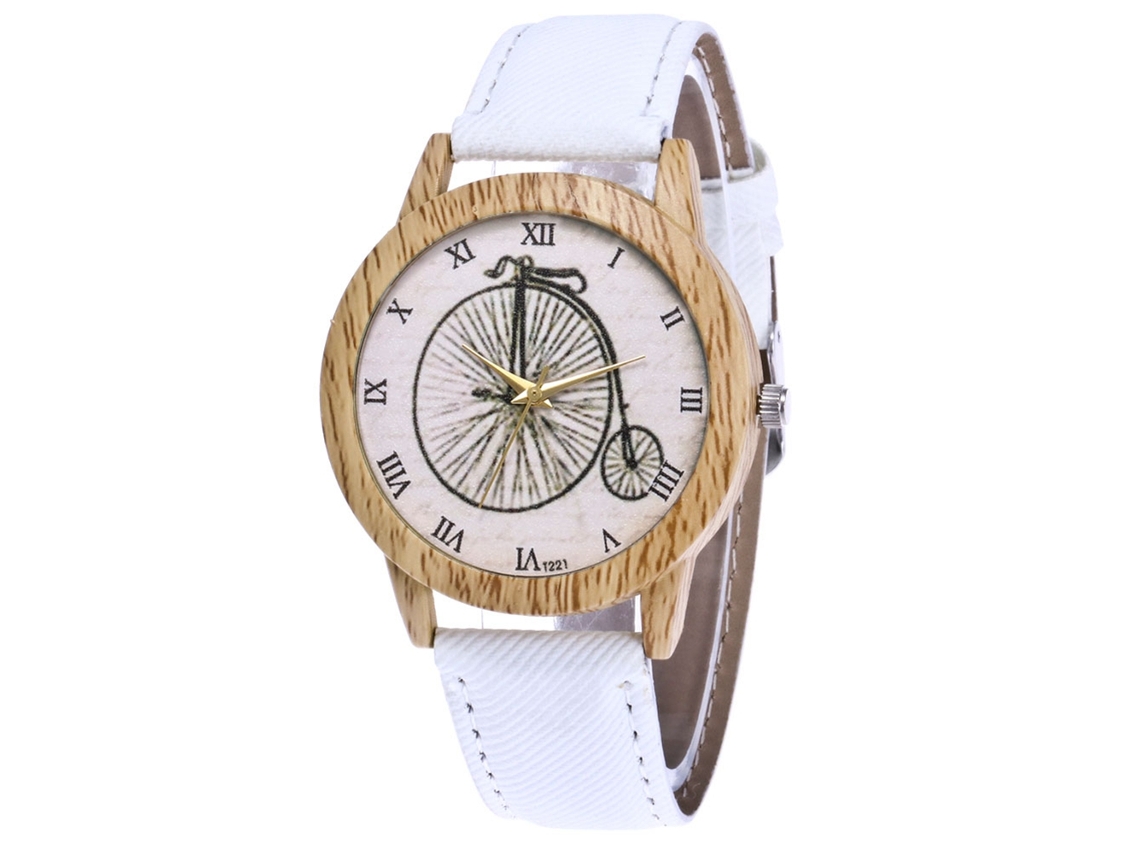 Relógio de Pulso de Moda com Pulseira de Lona e Números Romanos Branco