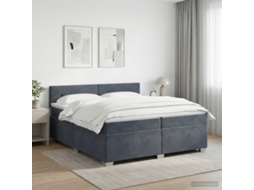 Vidaxl Cama Box Spring Com Colchão Cinzento-escuro 200 X 200 Cm Veludo