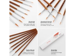 Kit de 7 Pincéis Redondos de Náilon para Pintura, Ponta Fina, Artistas e Iniciantes S/MARCA
