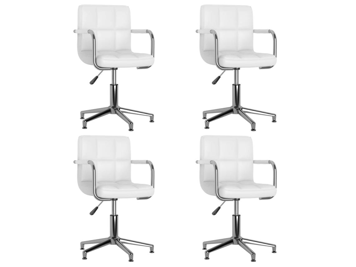 Vidaxl Cadeiras De Jantar Giratórias 4 Pcs Couro Artificial Branco