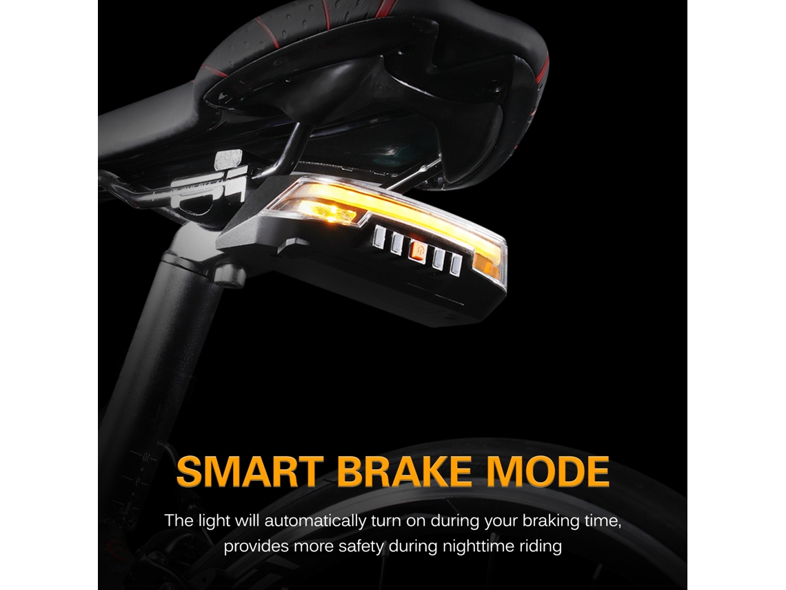 Lanterna Traseira Inteligente Para Bicicleta Com Sinal De Virada Freio Controle Remoto Sem Fio Usb Recarregável Ipx6