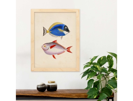 Póster NACNIC Linha de Peixe Azul, Amarelo e Roxo e Vermelho