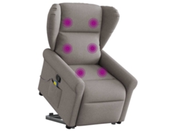 Vidaxl Poltrona Elevatória De Massagens Tecido Cinzento-acastanhado