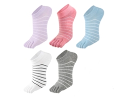 Conjunto de 5 Meias Femininas Algodão com Costura Suave para Ioga AQUAFORGE