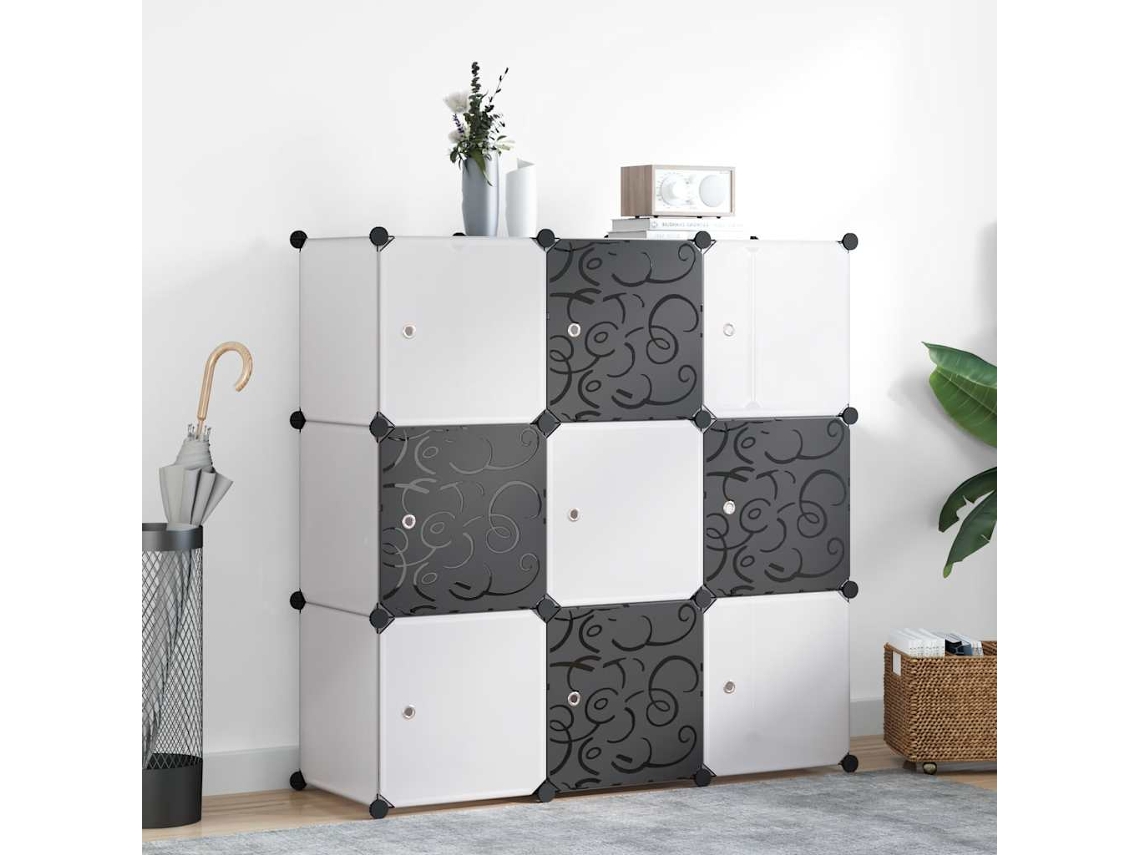 Vidaxl Cubos De Arrumação Com 9 Compartimentos Preto E Branco