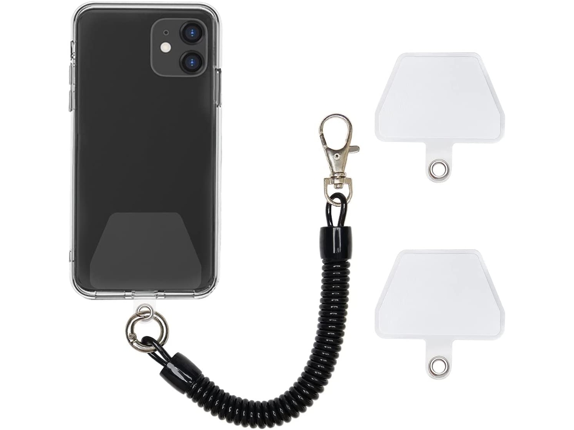 Alça De Segurança Para Celular / Alça Espiral Com Mosquetão Preta