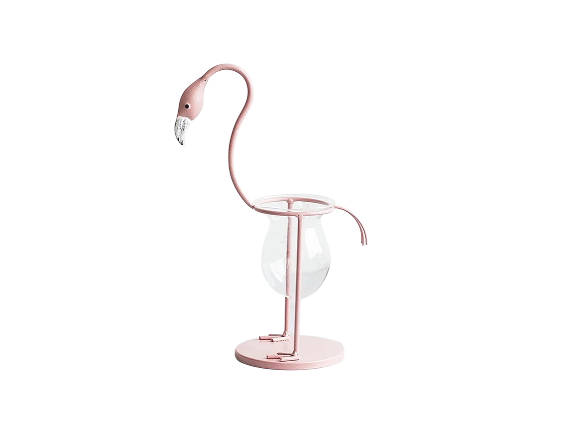 Vaso Hidropônico Flamingo Arranjo Flores Decoração Mesa