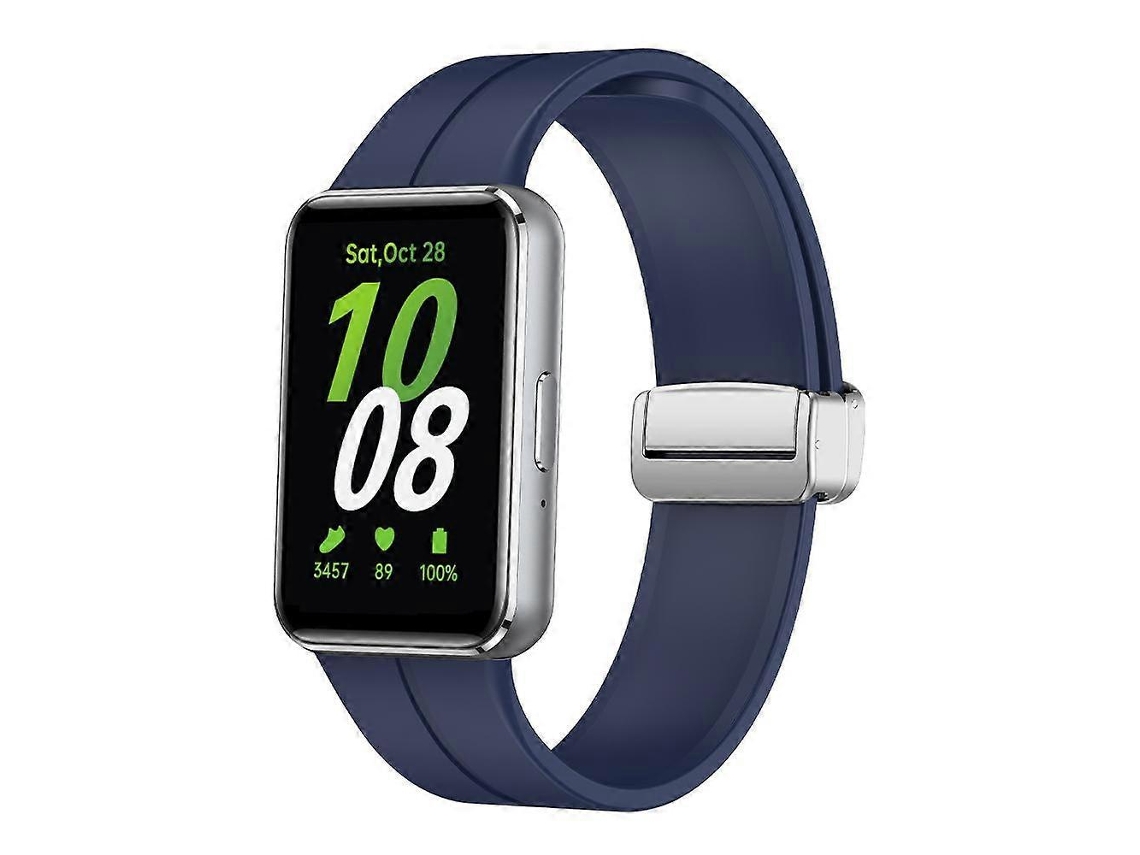 Pulseira De Silicone Prateada Com Fecho Magnético Dobrável Para Samsung Galaxy Fit 3