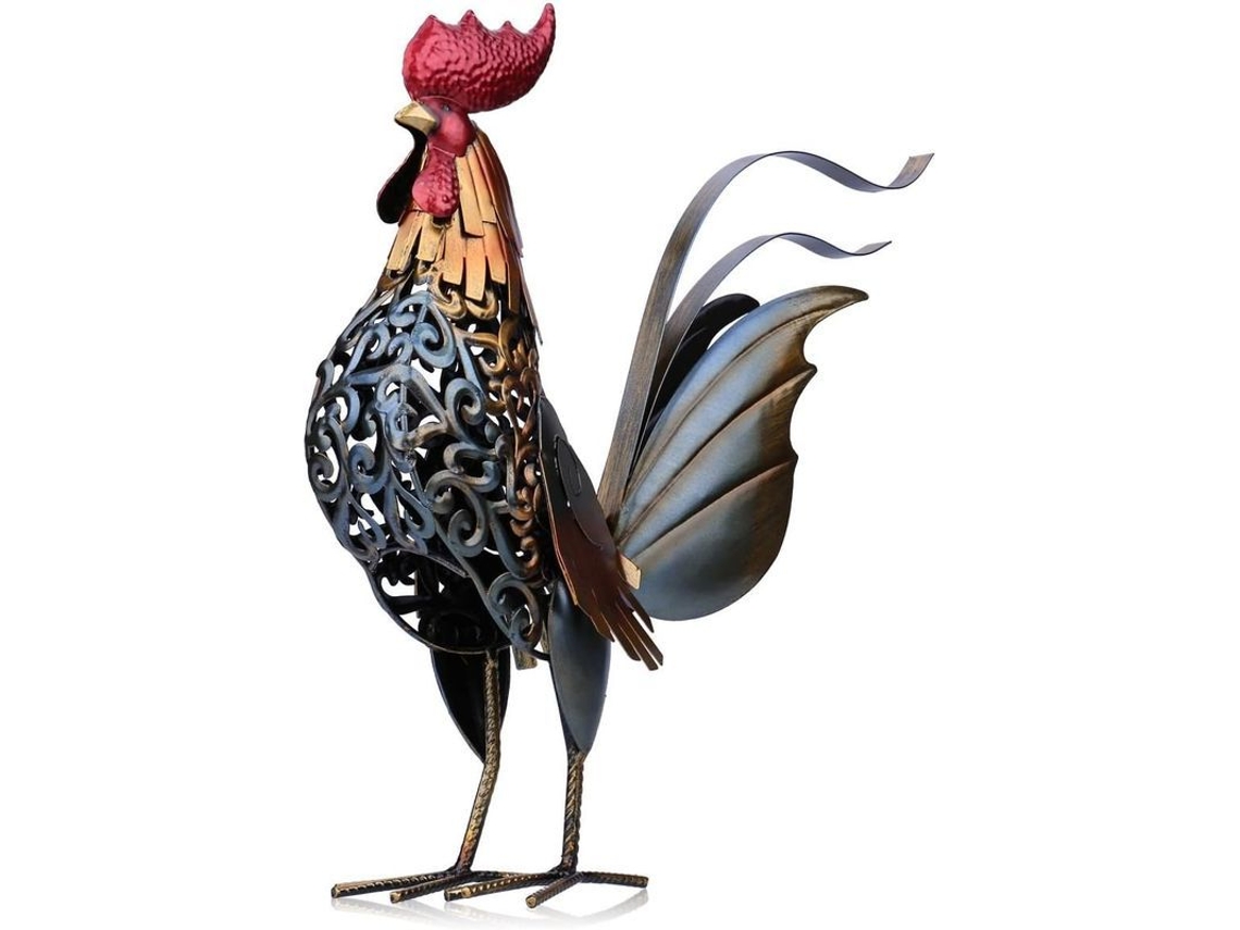 Escultura de Galo em Metal Gravado Nova LINE