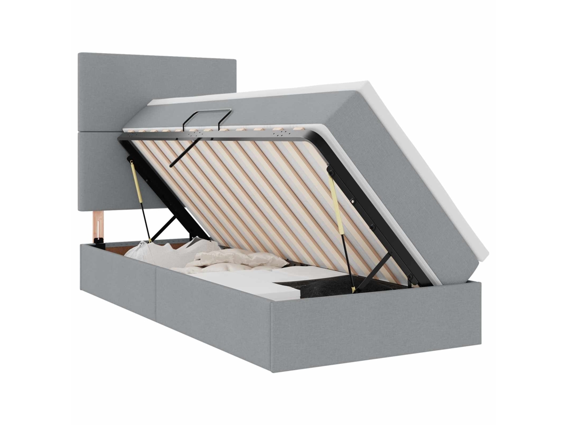 Conjunto 1 Estrutura Da Cama Vidaxl Cinzento-claro Tecido (90 X 190 Cm)