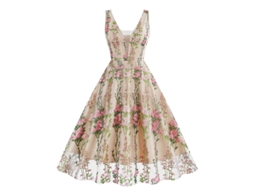 Roupas de Natal com Decote em V Sem Mangas Bordado Pesado Vestido Vintage S