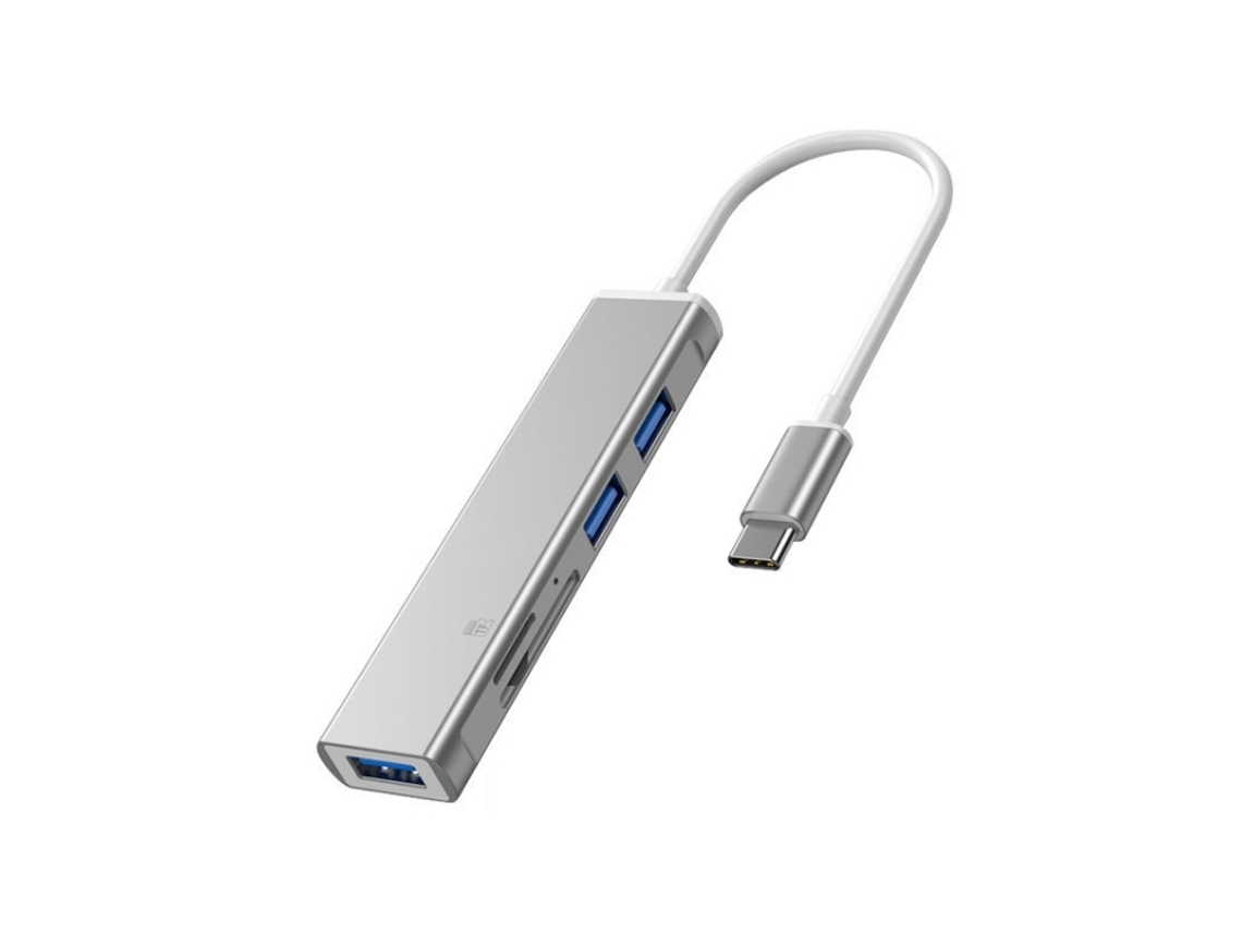 Estação de Acoplamento 5 em 1 Usb c com Leitor de Cartão Sd/tf e 3 Portas Usb, Hub Multifuncional AQUAFORGE (prateado)