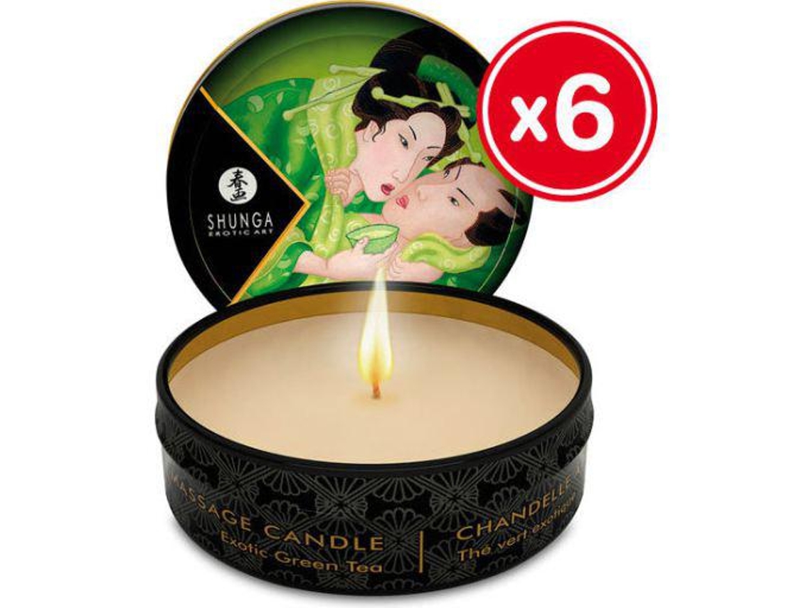 Shunga Vela de Masaje Te Verde 6 X 30 Ml