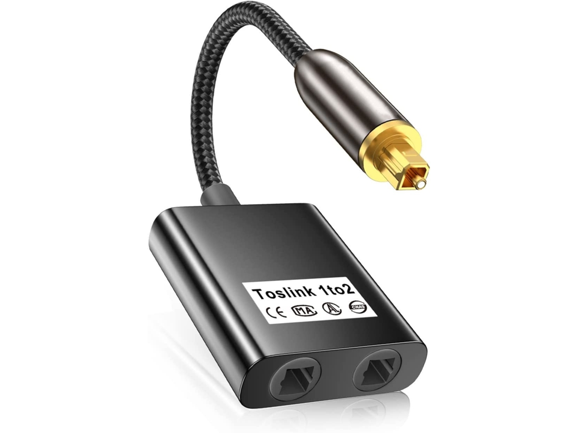 Adaptador de cabo de áudio de fibra óptica digital Slowmoose Toslink (divisor 1 para 2)