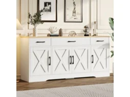 Aparador Branco Moderno, Multifuncional, Madeira, Sala De Jantar, Com Decoração