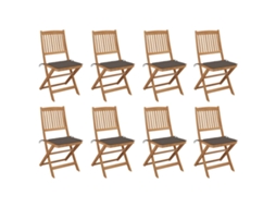 Cadeiras De Exterior Dobráveis C/ Almofadões 8pcs Acácia Maciça Dkd Home Decor