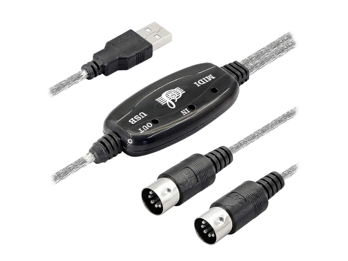 Cabo Lurelia USB Midi USB-A DIN 5 pinos 2m, Interface para teclados, pianos e sintetizadores, PC e computador