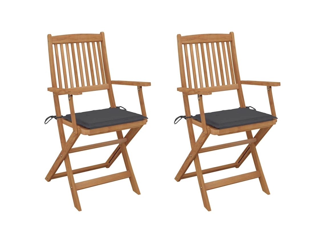 Cadeiras Dobráveis Jardim C/ Almofadões 2 Pcs Acácia Maciça Dkd Home Decor