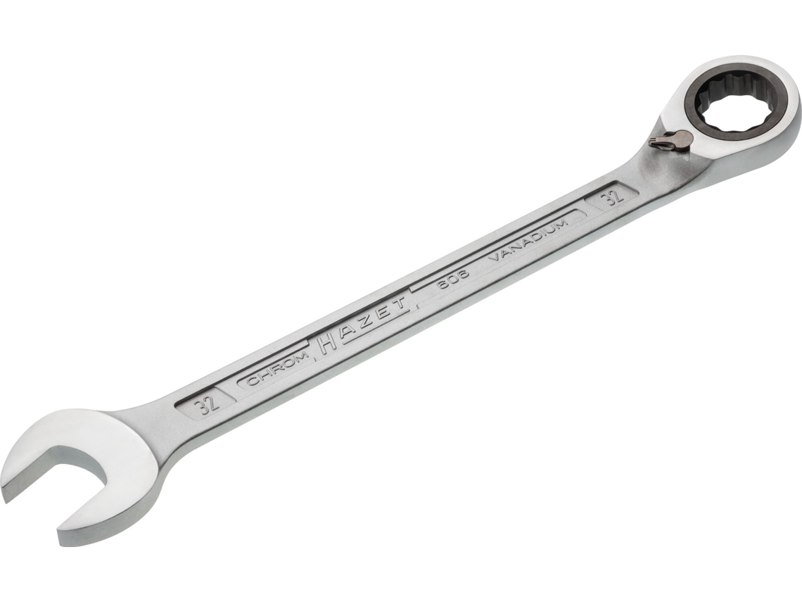 Chave combinada de catraca HAZET 606-32: perfil de tração hexagonal exterior duplo 32 mm