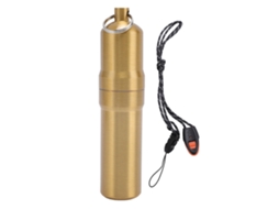 Tubo de Armazenamento de Metal de Alumínio Leve Impermeável Airtight Portátil com Apito para Camping Viagens Ouro
