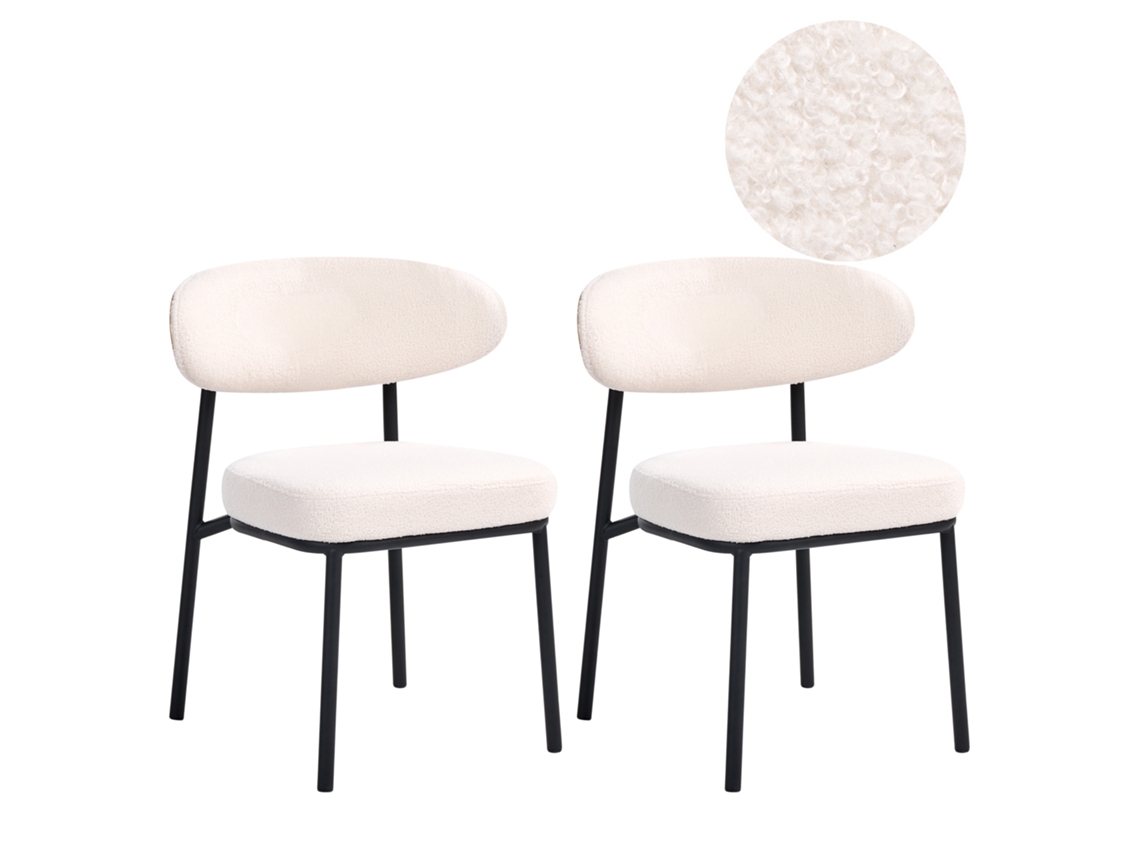 Sillas De Estilo Escandinavo Beliani Winton De Bouclé Blanco 61x54x78