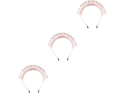 Conjunto De 3 Faixas De Cabelo Rosa Com Renda Para Meninos E Meninas Com A Inscrição "feliz Aniversário" - Acessório Elegante Para Festas