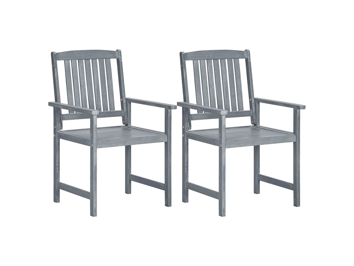 Vidaxl Cadeiras Jardim 2 Pcs Madeira De Acácia Maciça Cinzento