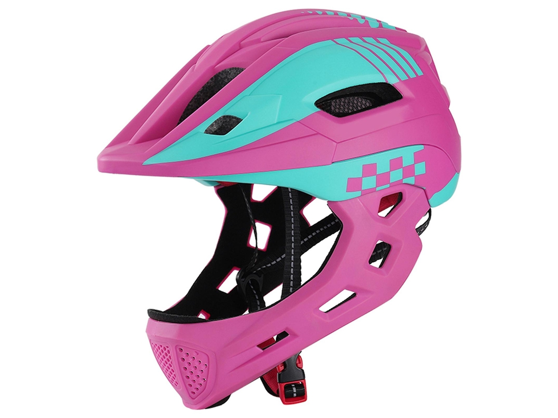 Capacete Infantil De Segurança Para Skate (rosa) Com Luz Traseira E Protetor De Queixo Removível.