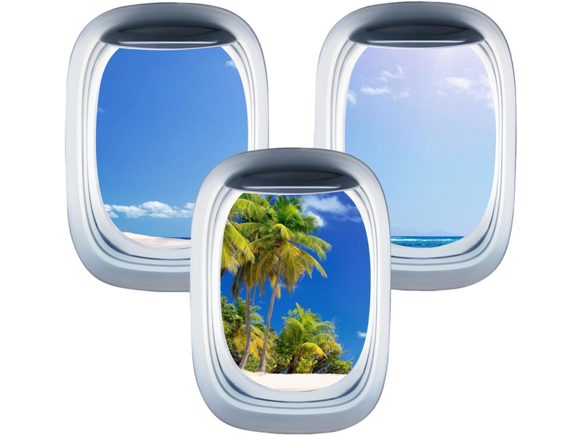 Conjunto De 3 Adesivos De Parede Em Pvc Com Formato De Avião, Removíveis E Fáceis De Aplicar.