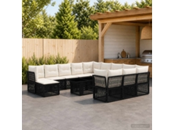 Vidaxl Conjunto De Sofá De Jardim 13 Unid. Preto Vime Pe