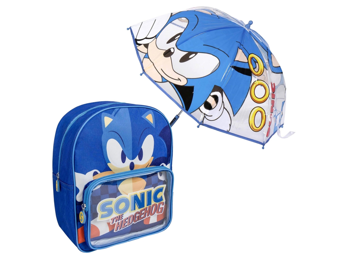 Conjunto de mochila infantil Sonic guarda-chuva bolha estampado combinando LICENCIAS INFANTILES