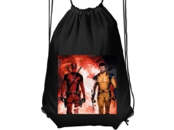 Mochila de Ginástica Infantil- Confortável e Prática, Preta, com Estampa do Wolverine e Deadpool BRILVIBERA