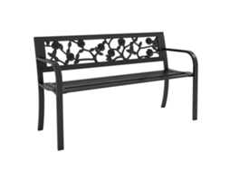 Banco de jardim para 2 lugares em aço com encosto decorativo e braços 127x50x75cm preto BTFORUS