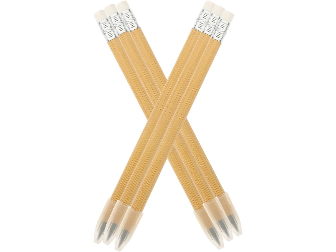 Conjunto De 6 Lápis Desenho Bambu, Sem Tinta, Reutilizáveis, Com