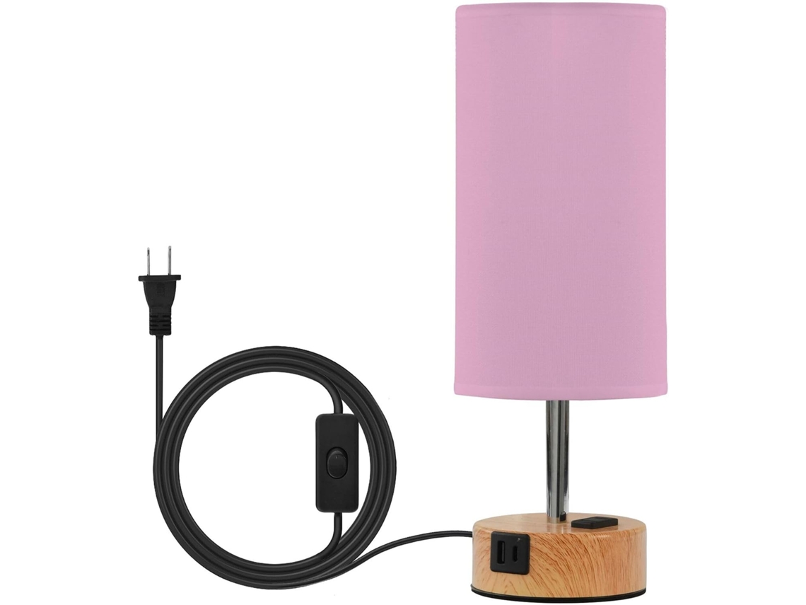 Luminária de mesa pequena Yuiboo, rosa claro, para quarto, mesa de cabeceira, com portas USB CEA, lâmpadas incluídas.
