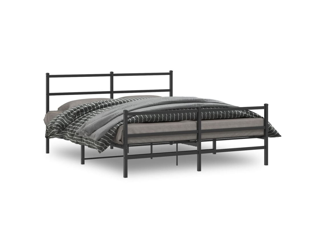 Vidaxl Estrutura De Cama Com Cabeceira E Pés 160x200 Cm Metal Preto