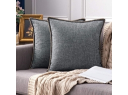 2026-2 Capas De Almofada Decorativas De Linho Com Cordão, 45x45 Cm, Cinza Claro, Para Sofá E Quarto