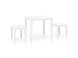 Vidaxl Mesa De Jardim Com 2 Bancos Plástico Branco