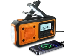 Rádio de emergência Lurelia 4000mAh com manivela solar, AM/FM/WB/NOAA, LCD e SOS