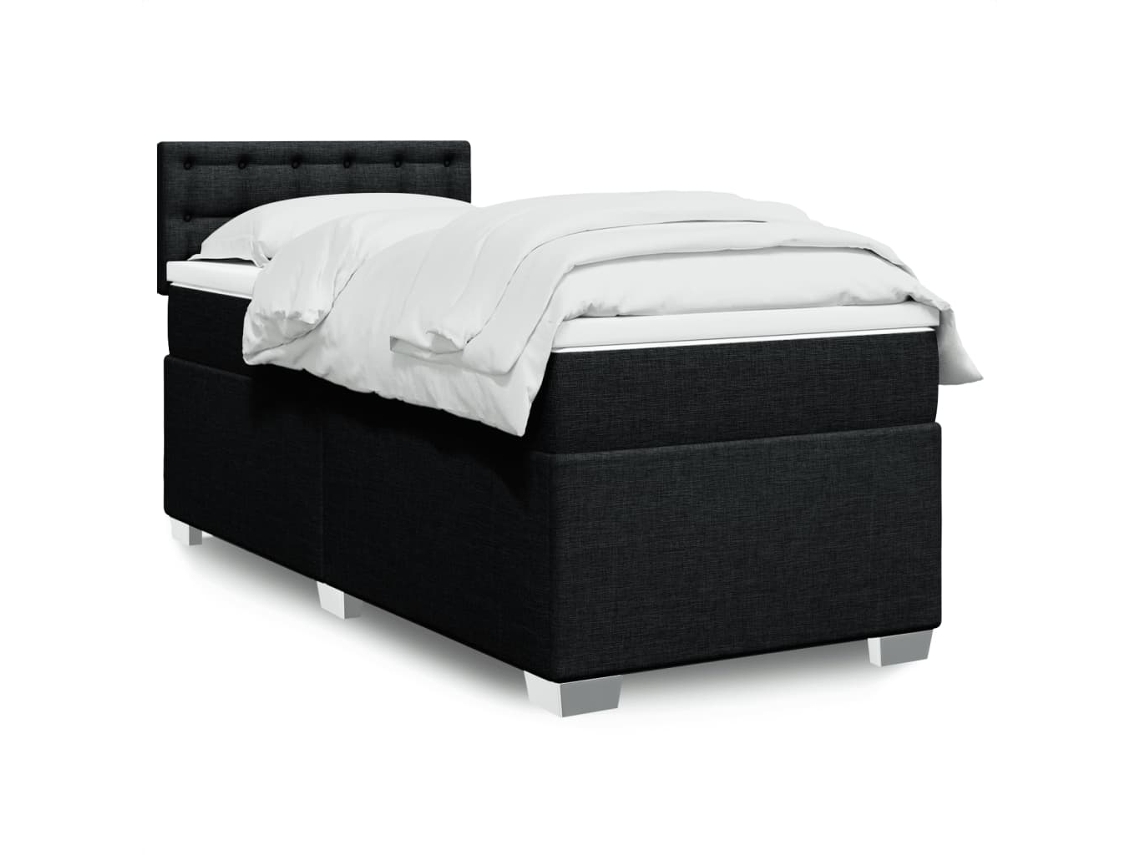 Vidaxl Cama com Molas/colchão 90x200 Cm Tecido Preto