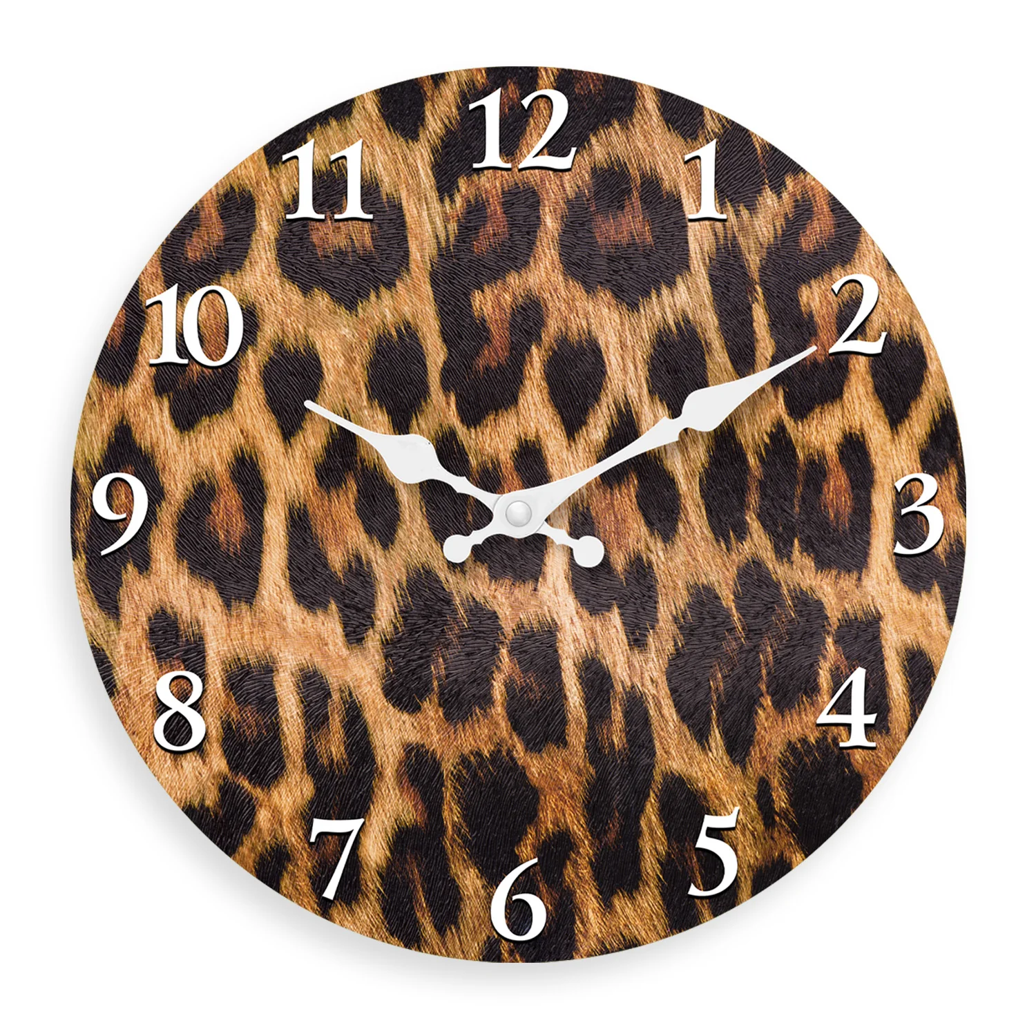 Relógio De Parede De Madeira Com Estampa De Leopardo Selvagem (30 Cm), Relógio De Quartzo Silencioso