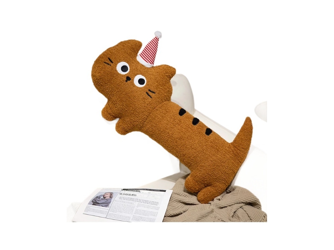 Almofada de Pelúcia de Gato Cartoon Dormindo, Fofa para Sofá, Presente para Menina, Cor Branca CHABERLU