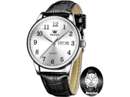 Lurelia Relógio Masculino, Movimento De Quartzo, Data/calendário, Couro, Branco, Dourado